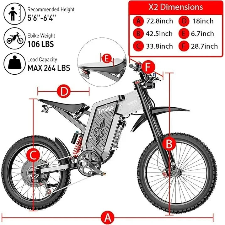 Electric Motorcycles Gearless Motors Speed 85Kmh Off Road MTB Ebike