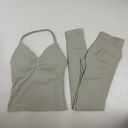 Women Backless Tank Tops High Waist Scrunch Gym Suit