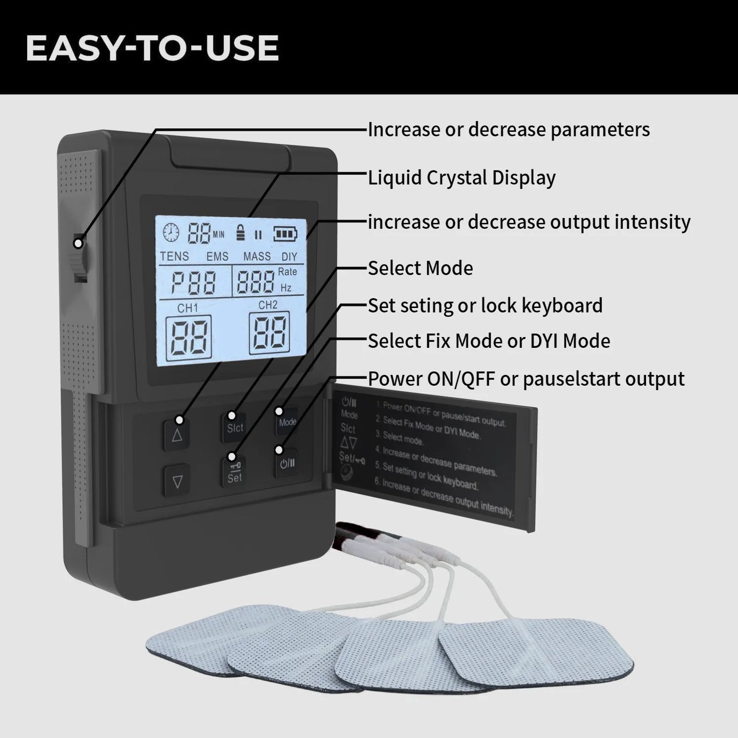 Electric Muscle Therapy Stimulator High-Frequency Adjustable Body Massage