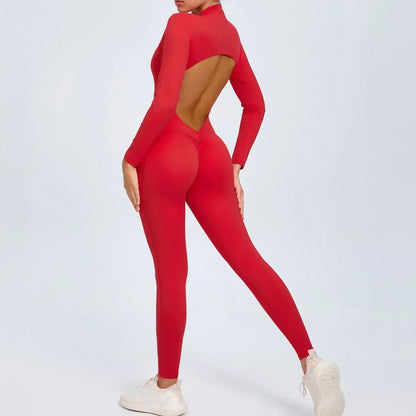 Seamless Yoga Zipper Jumpsuits Sports Fitness Beauty