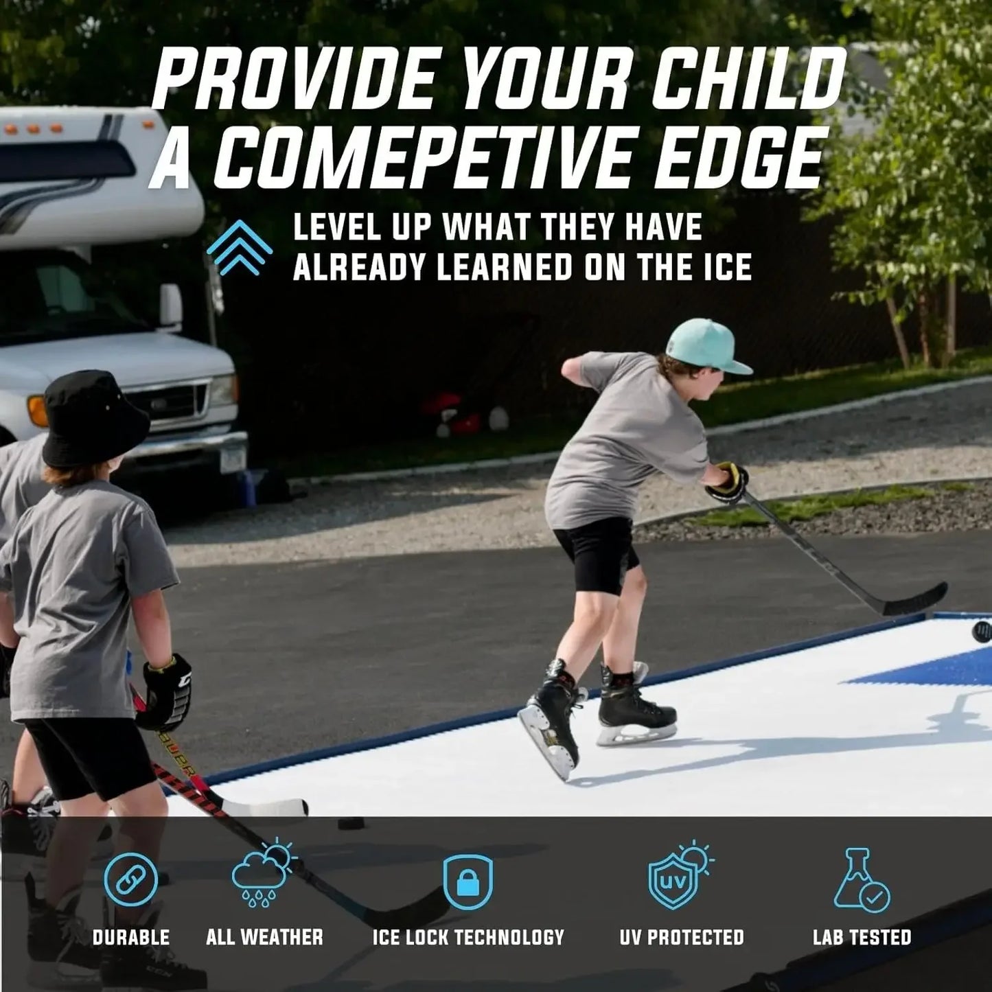 Skateable Artificial Ice Tiles - Backyard Ice Rink - Expandable