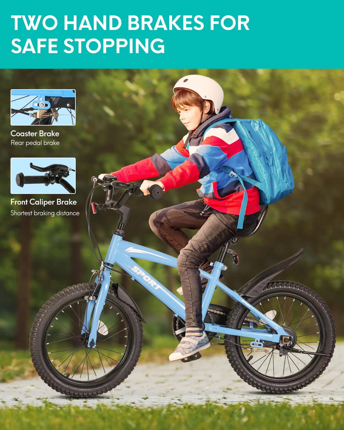 Kids Bike with Training Wheels, Dual Handbrake