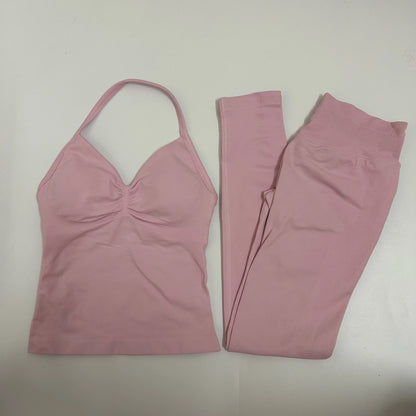Women Backless Tank Tops High Waist Scrunch Gym Suit