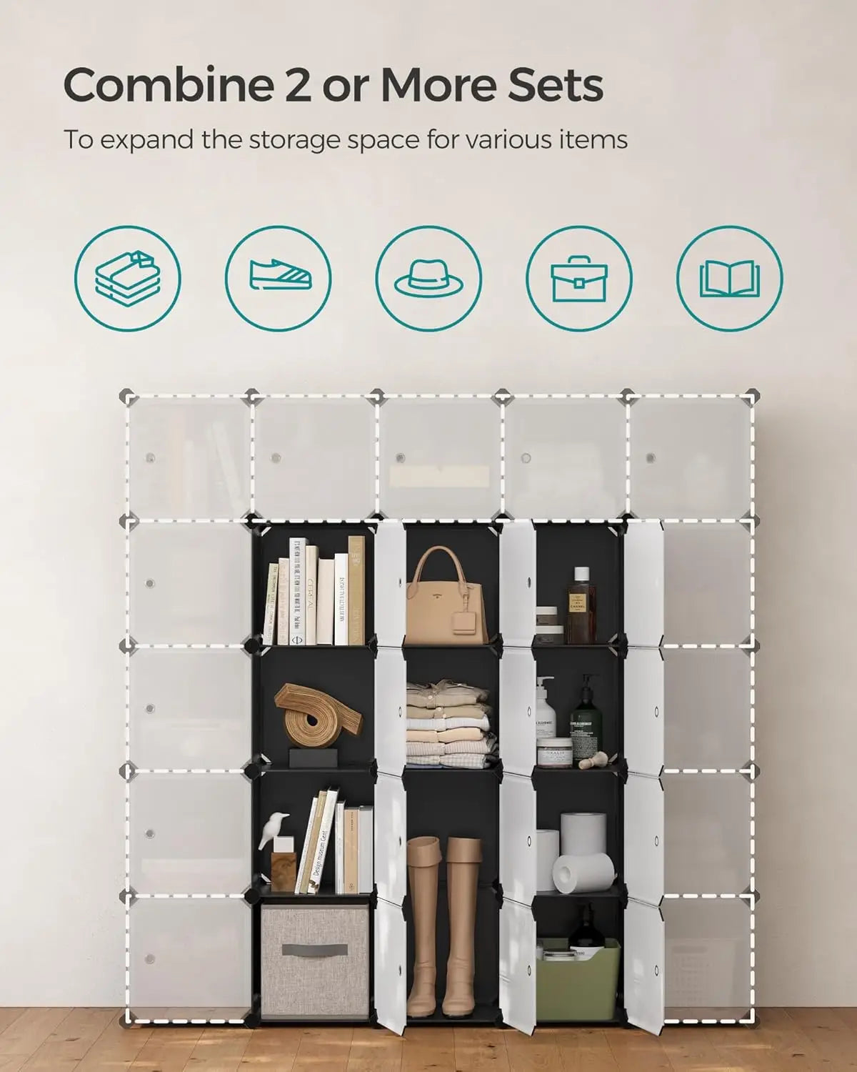 Cube Storage Organizer, Set of 12 Plastic Cubes