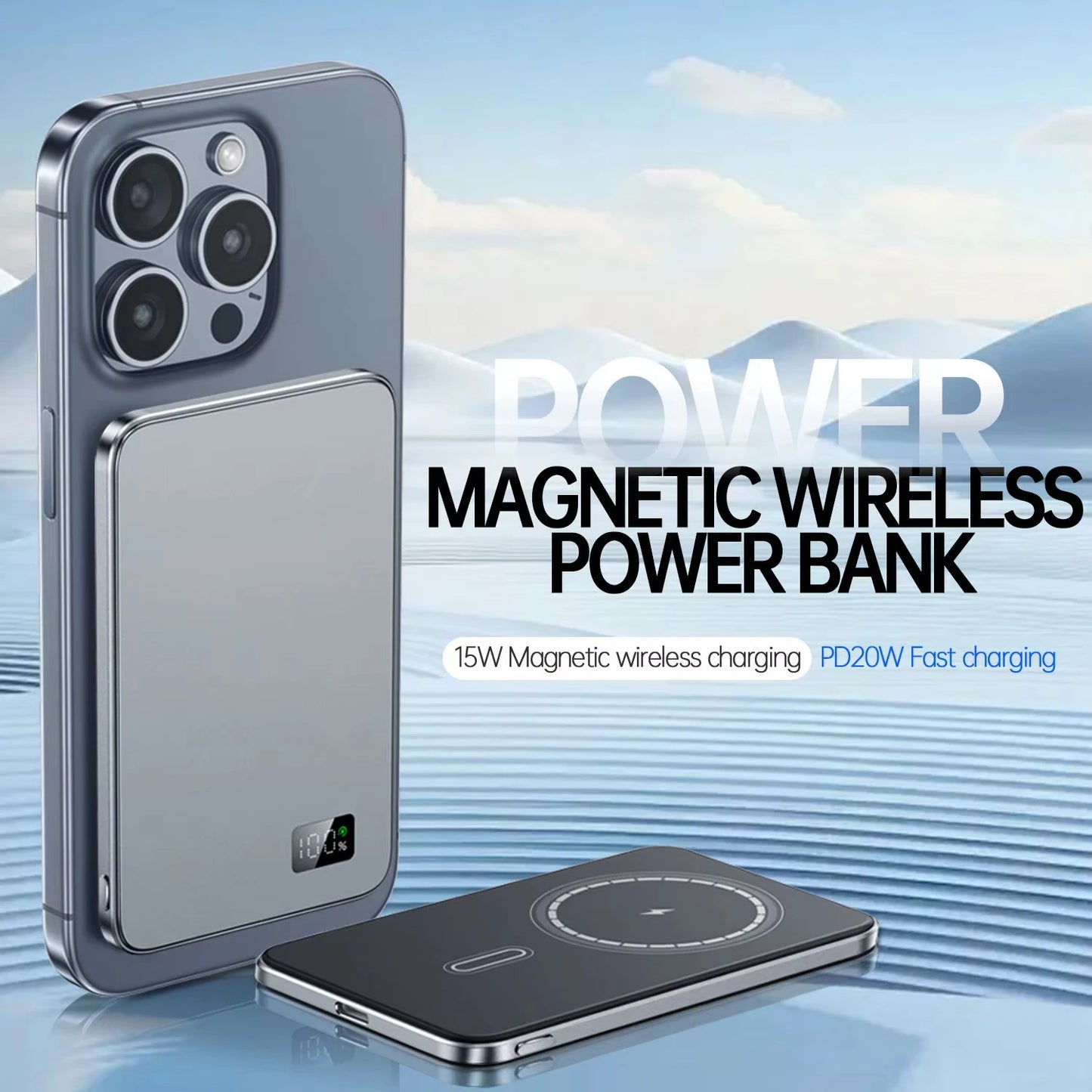 MagSafe Magnetic Wireless Fast Charging Portable Battery Display