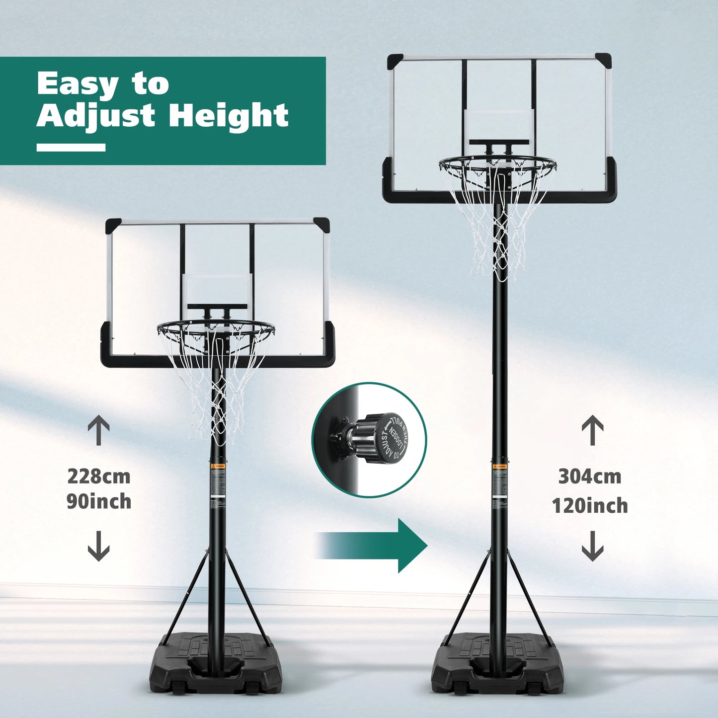 Portable Basketball Hoop 44 inch Adjustable 7 ft. 6 in..10 ft.