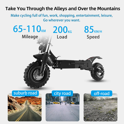 1200W-6000W Dual Motor E-Scooter  11" Off Road Tire