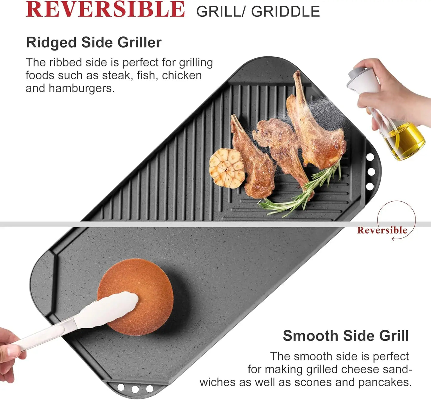 Nonstick Kitchen Cookware  (Classic Black, 20 Piece Grill Griddle Set)
