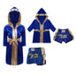 Metallic Trim Satin Belted Robe Hooded Set