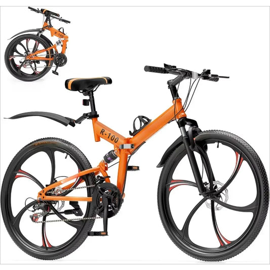 .26 Inch Folding Mountain Bike, 21 Speed Full Suspension