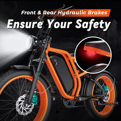 Electric Bike Motor, 32MPH Top Speed, 80-Mile Range, Removable Battery