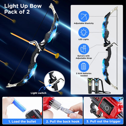 Toy For Kids LED Light Up Archery with Suction Cup Stand