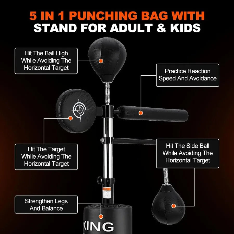 5 in 1 Adjustable Height Punching Bag with Stand