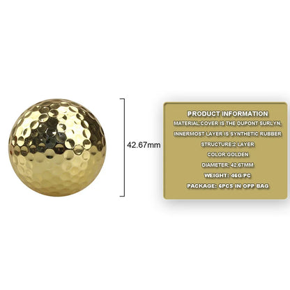 6 Pcs Golden Golf Practice Balls