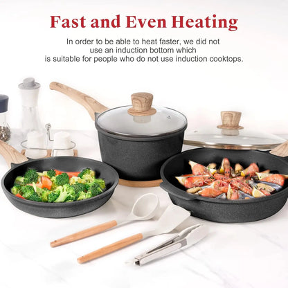 Nonstick Kitchen Cookware  (Classic Black, 20 Piece Grill Griddle Set)