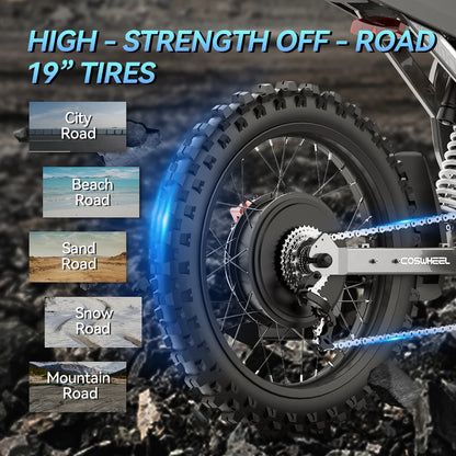 Adult Electric Bike 3000W Power Motor High-Strength Off-Road Tires