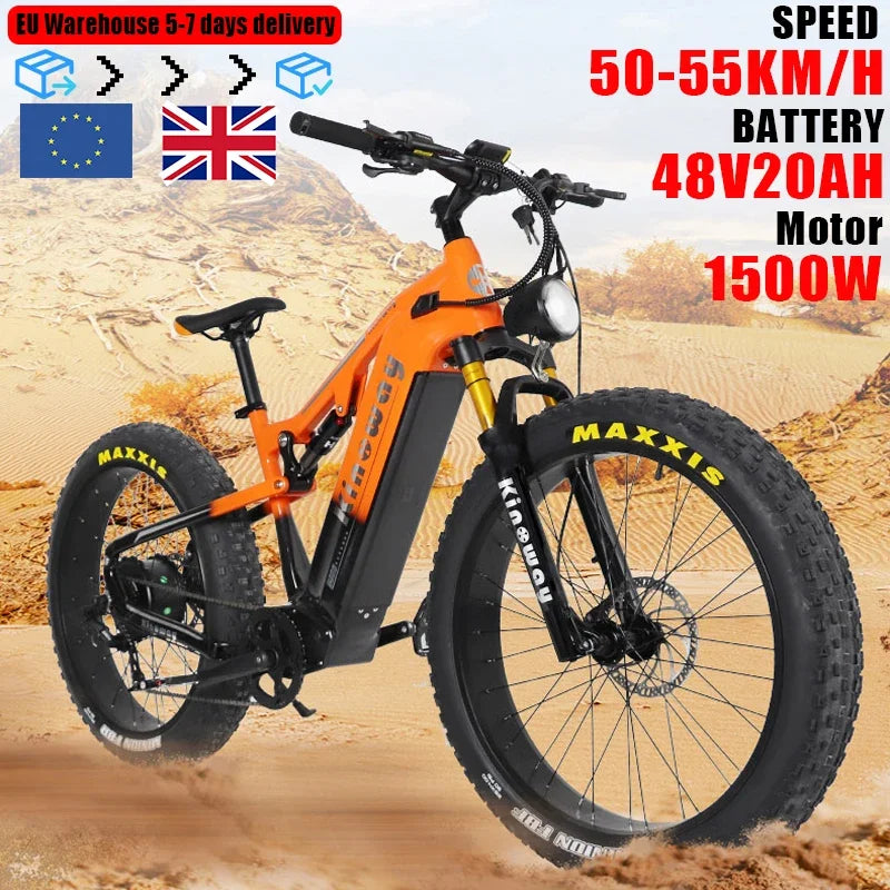 26 inch fat tires ,e-bike, 9-speed mountain off-road