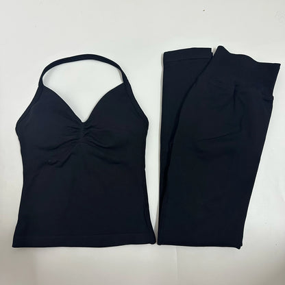 Women Backless Tank Tops High Waist Scrunch Gym Suit